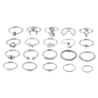 Fako Bijoux - Bohemian Stijl Ringenset - Sofia - 20-Delig - Zilverkleurig