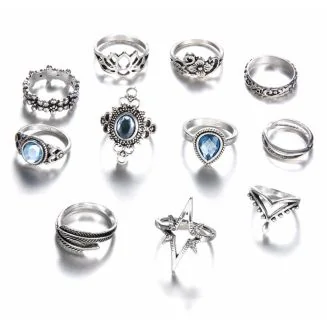 Fako Bijoux - Bohemian Stijl Ringenset - Puca - 11-Delig - Zilverkleurig