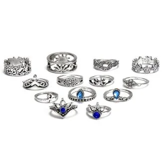 Fako Bijoux - Bohemian Stijl Ringenset - Meja - 14-Delig - Zilverkleurig
