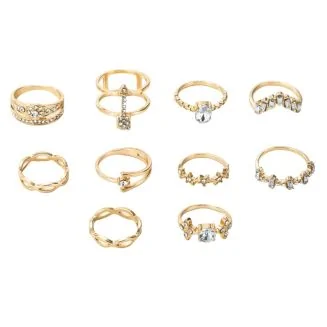 Fako Bijoux - Bohemian Stijl Ringenset - Alba - 10-Delig - Goudkleurig