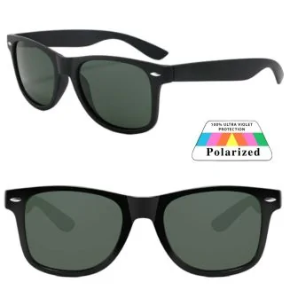 Fako Fashion - Zonnebril Classic Polarised - Polariserend - Gepolariseerd - Heren Zonnebril - Dames Zonnebril - Mat Zwart - Donkergroen