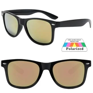 Fako Sunglasses - Zonnebril Classic Polarised - Polariserend - Gepolariseerd - Heren Zonnebril - Dames Zonnebril - Zwart - Roze Spiegel