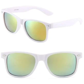 Fako Sunglasses - Heren Zonnebril - Dames Zonnebril - Classic - UV400 - Wit Frame - Groen Spiegel
