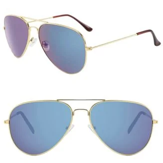 Fako Fashion - Pilotenbril - Piloot Zonnebril - Heren Zonnebril - Dames Zonnebril - Goud - Blauw