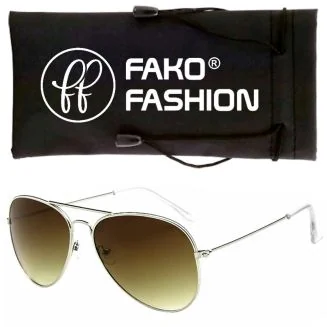Fako Fashion - Pilotenbril - Piloot Zonnebril - Heren Zonnebril - Dames Zonnebril - Zilver - Lichtbruin