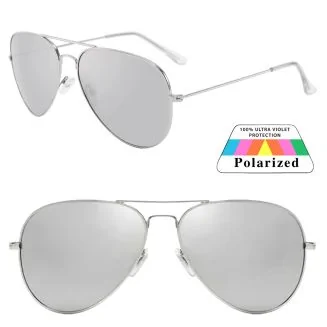 Fako Sunglasses - Pilotenbril - Polariserend - Polarized - Piloot Zonnebril - Heren Zonnebril - Dames Zonnebril - Zilver - Zilver