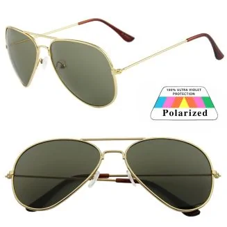 Fako Fashion - Pilotenbril - Polariserend - Polarized - Piloot Zonnebril - Heren Zonnebril - Dames Zonnebril - Goud - Donkergroen
