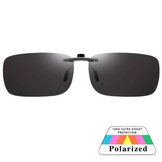 Fako Sunglasses - Clip On Voorzet Zonnebril Gun Metal - Overzet Clip-on - Polariserend - Polarized - Small - 135x37mm - Zwart