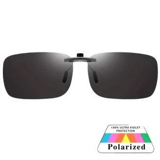 Fako Sunglasses - Clip On Voorzet Zonnebril Gun Metal - Overzet Clip-on - Polariserend - Polarized - Medium - 135x40mm - Zwart