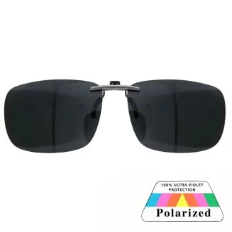 Fako Sunglasses - Clip On Voorzet Zonnebril Gun Metal - Overzet Clip-on - Polariserend - Polarized - Large - 130x43mm - Zwart