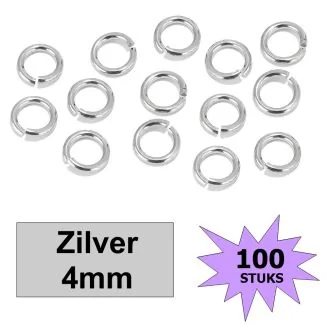 Fako Bijoux - Oogjes - Ringetjes - Sieraden Maken - Zilverkleurig - 4mm - 100 Stuks