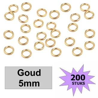 Fako Bijoux - Oogjes - Ringetjes - Sieraden Maken - Goudkleurig - 5mm - 200 Stuks
