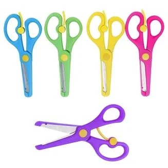 Fako Bijoux - 5x Kinderschaar - Easy Open - Stainless Steel - Plastic Punt - 13.5cm - Mix - 5 Stuks