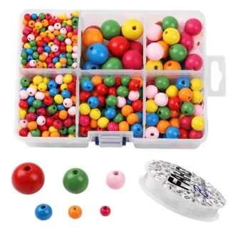 Fako Bijoux - DIY Houten Kralen Set - Gekleurd - Sieraden Maken - 6-20mm - 1105 Stuks
