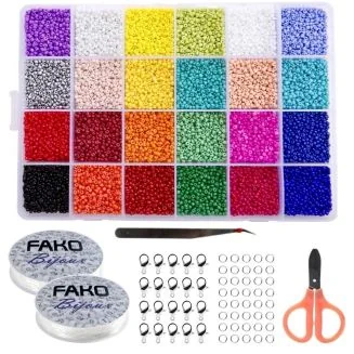 Fako Bijoux - DIY Kralen Set DLX - Glas Zaad Kralen - Sieraden Maken - 2mm - 19200 Stuks