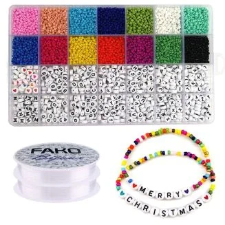 Fako Bijoux - DIY Kralen Set Basic - Letterkralen & Glas Zaad Kralen -  Sieraden Maken - 3mm - 5000 Stuks