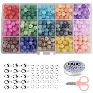 Fako Bijoux - DIY Glas Kralen Set - Glaskralen "Marmer Look" - Sieraden Maken Kit - Zelf Sieraden Maken - 8mm - 375 Stuks