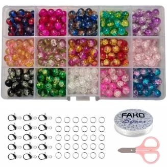 Fako Bijoux - DIY Glas Kralen Set - Glaskralen "Duo Crack" - Sieraden Maken Kit - Zelf Sieraden Maken - 8mm - 375 Stuks