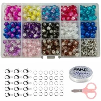 Fako Bijoux - DIY Glas Kralen Set - Glaskralen "Crack Mix & Bedeltjes" - Sieraden Maken Kit - Zelf Sieraden Maken - 8mm - 410 Stuks
