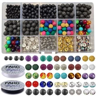 Fako Bijoux - DIY Lavasteen Kralen Set - Maansteen Kralen - Sieraden Maken Kit - Zelf Sieraden Maken - Set - 600 Stuks