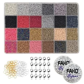 Fako Bijoux - DIY Kralen Set - Glas Zaad Kralen - Glaszaad Donker/Goud/Zilver - Sieraden Maken - 2mm - 19200 Stuks