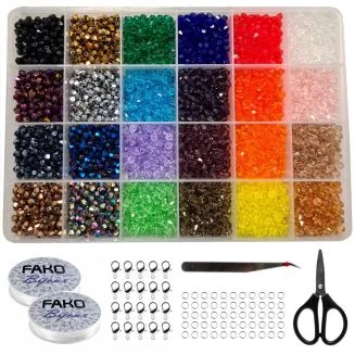 Fako Bijoux - DIY Kristallen Kralen Set - Facet Geslepen Glas Kralen Kristal DLX - 24 Blinkende Kleuren - Sieraden Maken - 4mm - 4800 Stuks