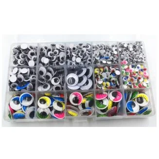 Fako Bijoux - Wiebeloogjes Wenkbrauw - Zelfklevende Hobby Oogjes - Knutsel Oogjes - Diverse Afmetingen - Diverse Kleuren - 1500 Stuks