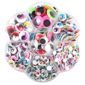 Fako Bijoux - 600 Wiebeloogjes - Zelfklevende Hobby Oogjes - Knutsel Oogjes - Diverse Afmetingen - Diverse Kleuren - 600 Stuks
