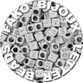 Fako Bijoux - Letterkralen Vierkant - Letter Beads - Alfabet Kralen - Sieraden Maken - 500 Stuks - Wit/Zilver