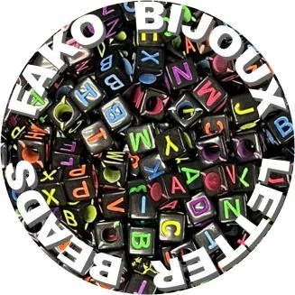 Fako Bijoux - Letterkralen Vierkant - Letter Beads - Alfabet Kralen - Sieraden Maken - 500 Stuks - Zwart/Fluor