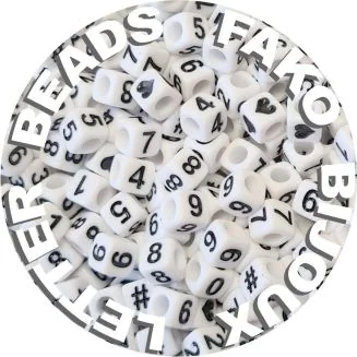 Fako Bijoux - Cijferkralen Vierkant - Number Beads - Acryl Kralen - Sieraden Maken - 250 Stuks - Wit