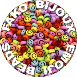 Fako Bijoux - Emoji / Smiley Kralen - Acryl - 7mm - Sieraden Maken - 250 Stuks - Mix