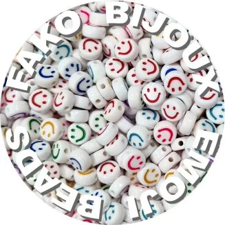 Fako Bijoux - Emoji / Smiley Kralen - Acryl - 7mm - Sieraden Maken - 250 Stuks - Regenboog