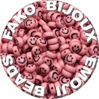 Fako Bijoux - Emoji / Smiley Kralen - Acryl - 7mm - Sieraden Maken - 250 Stuks - Roze