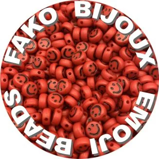 Fako Bijoux - Emoji / Smiley Kralen - Acryl - 7mm - Sieraden Maken - 250 Stuks - Rood