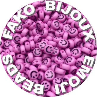 Fako Bijoux - Emoji / Smiley Kralen - Acryl - 7mm - Sieraden Maken - 250 Stuks - Donkerroze