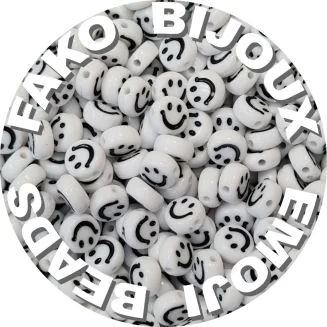 Fako Bijoux - Emoji / Smiley Kralen - Acryl - 7mm - Sieraden Maken - 250 Stuks - Wit