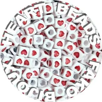Fako Bijoux - Hartjes Kralen Vierkant - Acryl - 7mm - Sieraden Maken - 150 Stuks - Rood