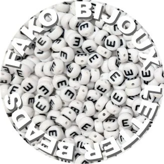 Fako Bijoux - Letterkralen E - Letter Beads - Alfabet Kralen - Klinkers - Sieraden Maken - 250 Stuks - Wit