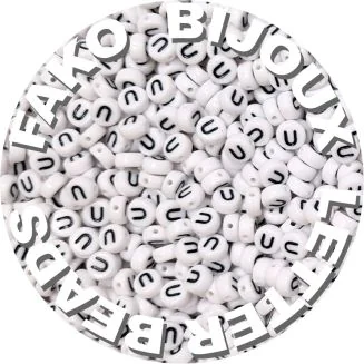 Fako Bijoux - Letterkralen U - Letter Beads - Alfabet Kralen - Klinkers - Sieraden Maken - 250 Stuks - Wit