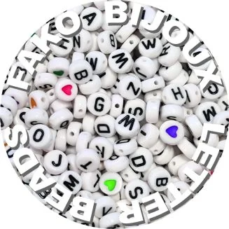 Fako Bijoux - Letterkralen - Letter Beads - Alfabet Kralen - Sieraden Maken - 300 Stuks - Wit & Hartjes
