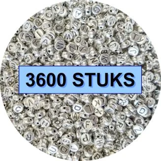 Fako Bijoux - Letterkralen Rond Bulk - Letter Beads - Alfabet Kralen - Sieraden Maken - 3600 Stuks - Zilver