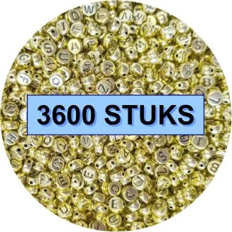 Fako Bijoux - Letterkralen Rond Bulk - Letter Beads - Alfabet Kralen - Sieraden Maken - 3600 Stuks - Goud