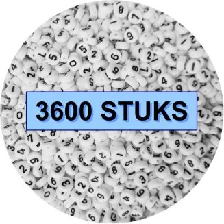 Fako Bijoux - Cijferkralen Rond Bulk - Number Beads - Acryl Kralen - Sieraden Maken - 3600 Stuks - Wit