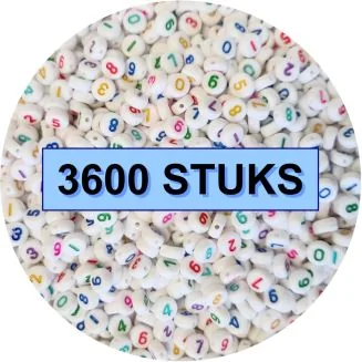 Fako Bijoux - Cijferkralen Rond Bulk - Number Beads - Acryl Kralen - Sieraden Maken - 3600 Stuks - Regenboog