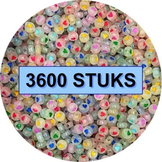 Fako Bijoux - Hartjes Kralen Bulk - Acryl - 7mm - Sieraden Maken - 3600 Stuks - Glow