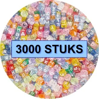 Fako Bijoux - Letterkralen Vierkant Bulk - Letter Beads - Alfabet Kralen - Sieraden Maken - 3000 Stuks - Transparant