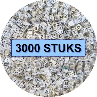 Fako Bijoux - Letterkralen Vierkant Bulk - Letter Beads - Alfabet Kralen - Sieraden Maken - 3000 Stuks - Zilver