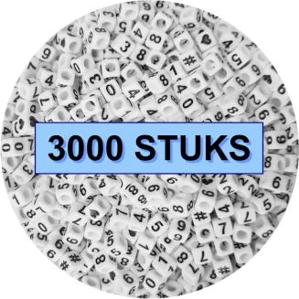 Fako Bijoux - Cijferkralen Vierkant Bulk - Number Beads - Acryl Kralen - Sieraden Maken - 3000 Stuks - Wit