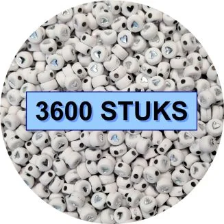 Fako Bijoux - Hartjes Kralen Bulk - Acryl - 7mm - Sieraden Maken - 3600 Stuks - Wit/Zilver